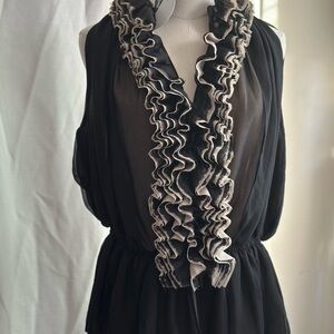 Neiman Marcus Black Ruffled Top